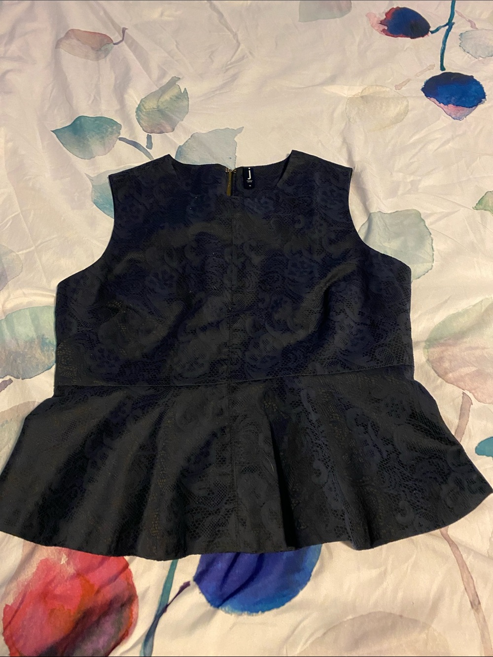 Classic Black Peplum Jacquard Camisole - Sleek Evening Top